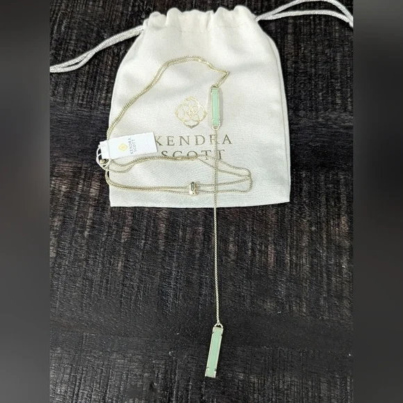 Kendra Scott Lily Y necklace in gold with mint dichroic glass. new with … - Picture 6 of 8